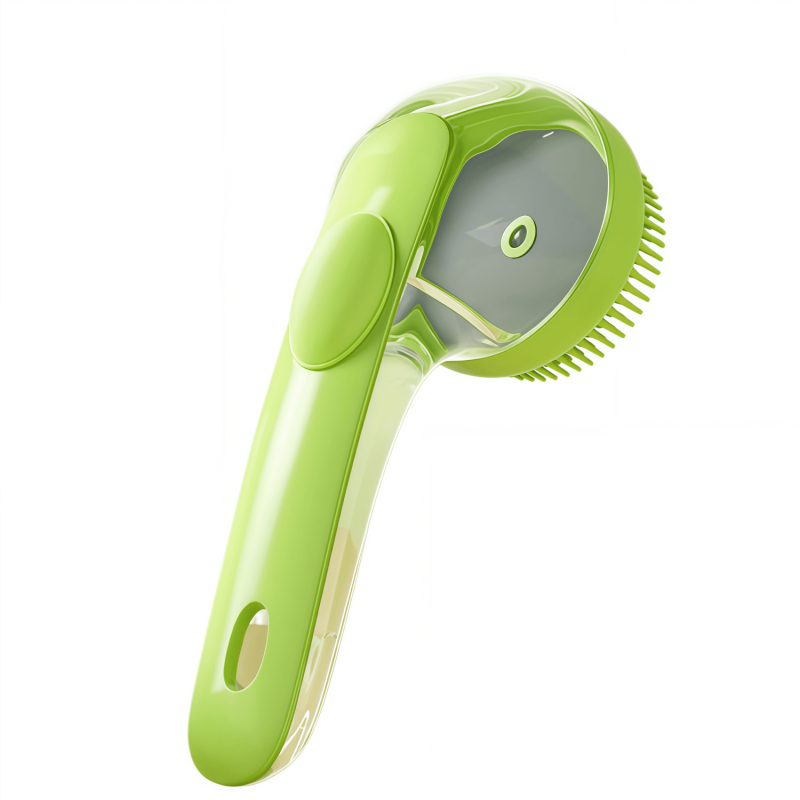 2-in-1 Pet Bath Brush with Liquid Soap Dispenser, Soft Silicone Grooming Massage Scrubber for Dogs and Cats