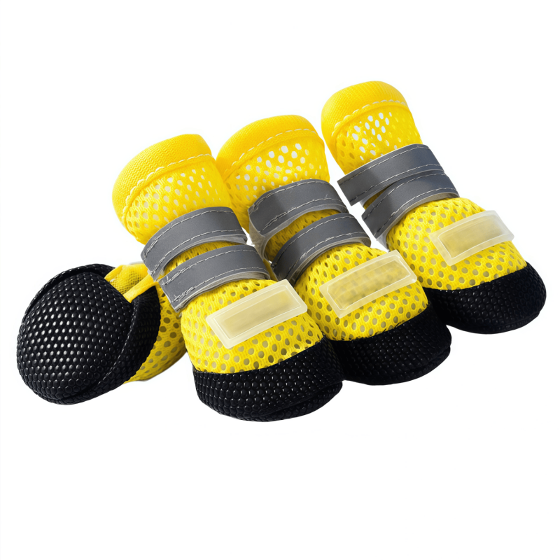 Breathable Mesh Dog Boots with Reflective Straps & Non-Slip Sole - Adjustable Pet Paw Protectors