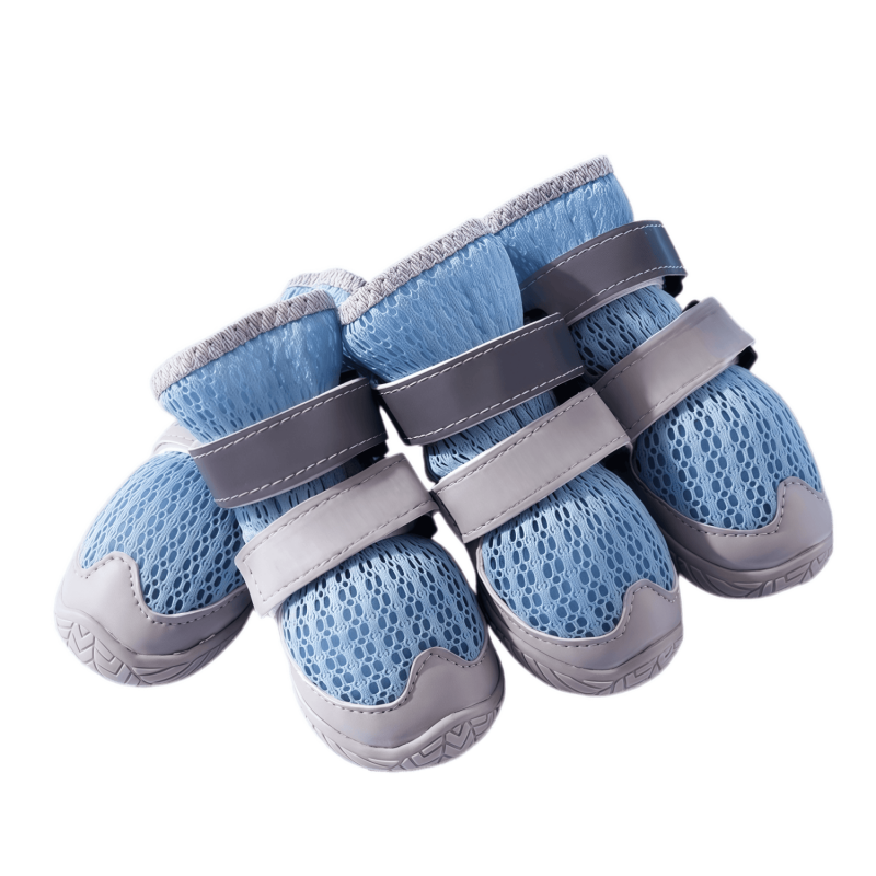 Breathable Mesh Tall Dog Boots with Reflective Straps and Anti-Slip Rubber Sole, Protective Dog Shoes for Hot Pavement and Rain, 4-Pack