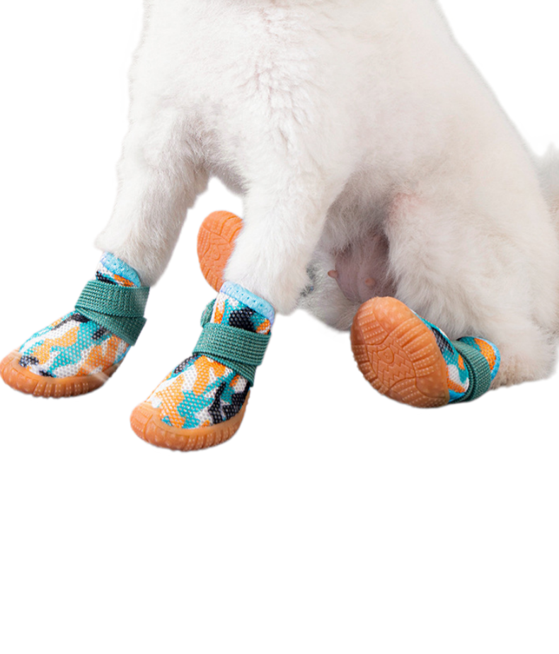 Breathable Mesh Dog Shoes with Anti-Slip TPR Sole, Adjustable Pet Sneakers for Small Dogs