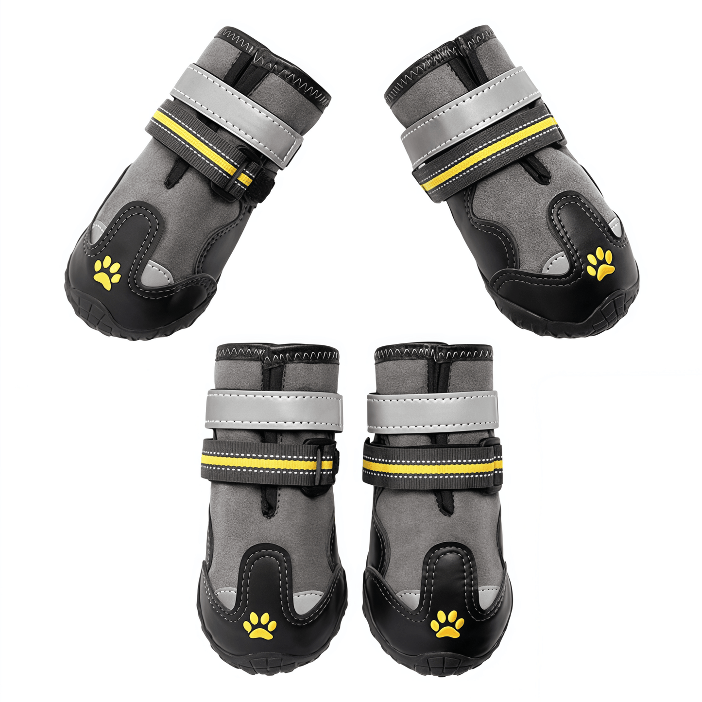 Water-Repellent Dog Boots with Anti-Slip Sole & Reflective Straps, Winter Fleece Lined Paw Protectors