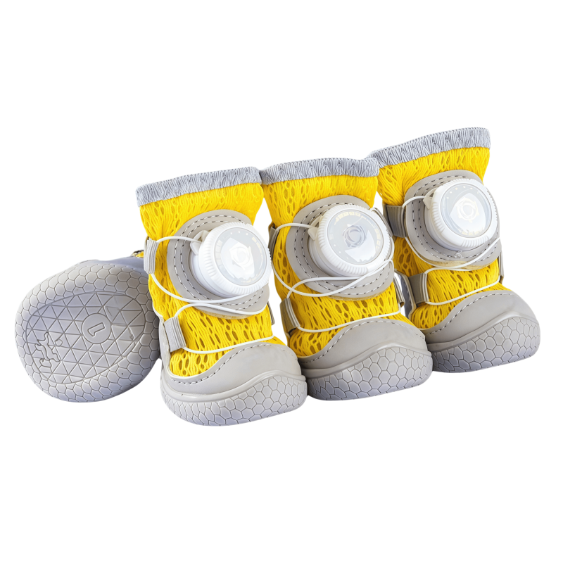 Adjustable Breathable Mesh Dog Boots with Quick-Dial Lacing and Anti-Slip Sole