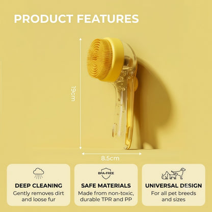 2-in-1 Pet Bath Brush with Liquid Soap Dispenser, Soft Silicone Grooming Massage Scrubber for Dogs and Cats