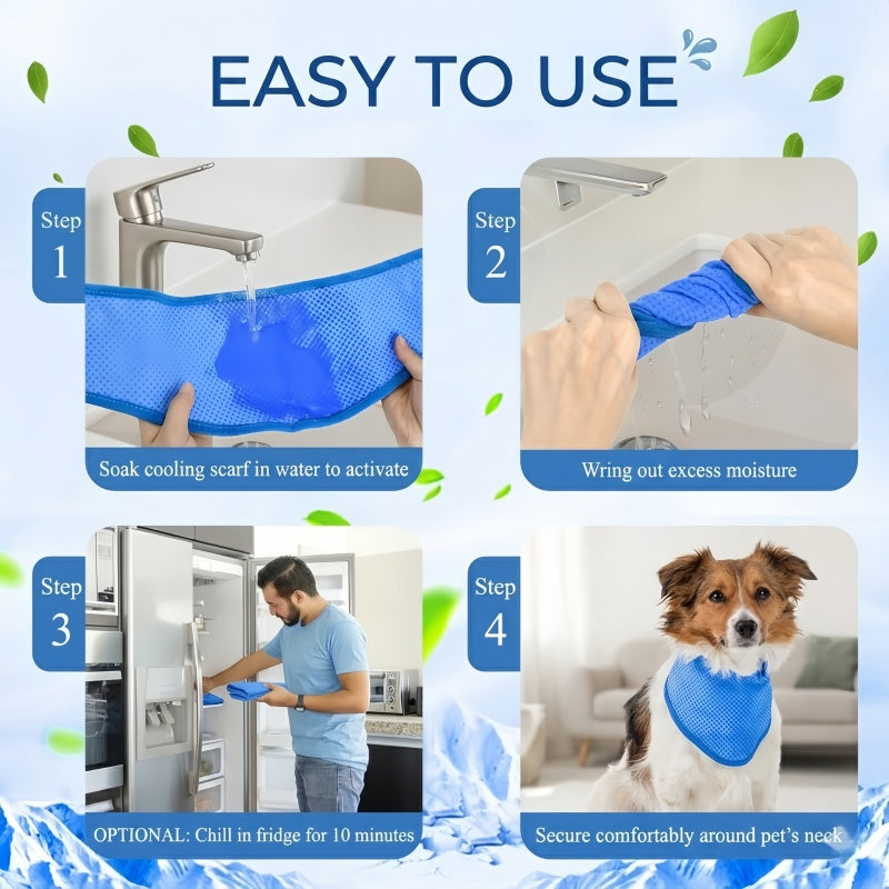 Adjustable Pet Cooling Scarf - Breathable 3D Mesh Ice Collar Bandana for Dogs & Cats, Heat Relief Outdoor Neck Wrap