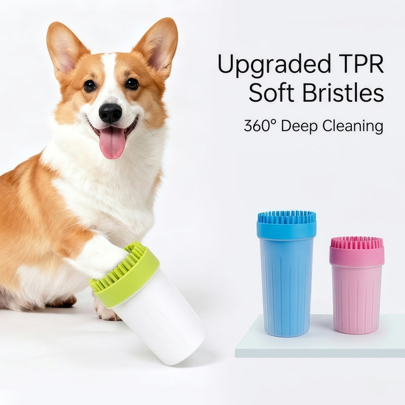 Portable Dog Paw Cleaner Cup with Soft Silicone Bristles, Manual Muddy Foot Washer for Small & Large Dogs