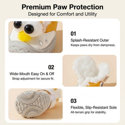 Water-Resistant Winter Dog Boots for Small Breeds - Fleece Lined Paw Protectors with Anti-Slip Sole (Set of 4)