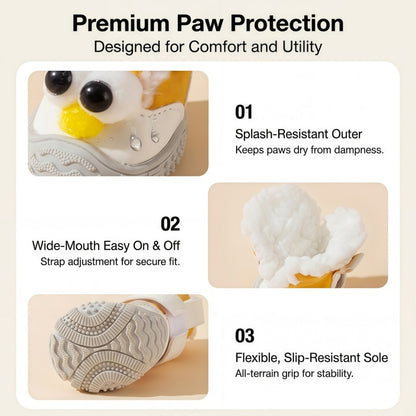 Water-Resistant Winter Dog Boots for Small Breeds - Fleece Lined Paw Protectors with Anti-Slip Sole (Set of 4)