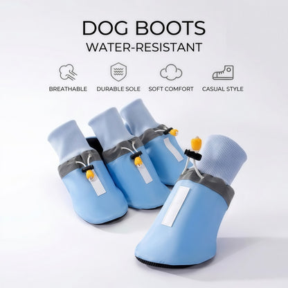 Water-Resistant Dog Boots with Anti-Slip Sole, Adjustable Drawstring Pet Paw Protectors