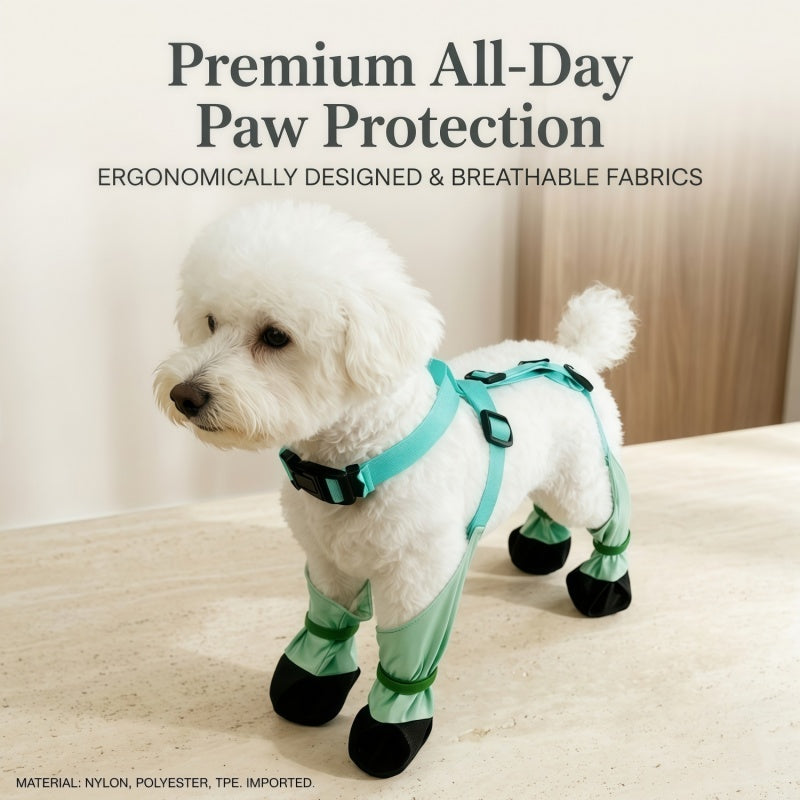 Adjustable Dog Suspender Boots with Anti-Slip Sole - Water-Resistant Pet Leggings