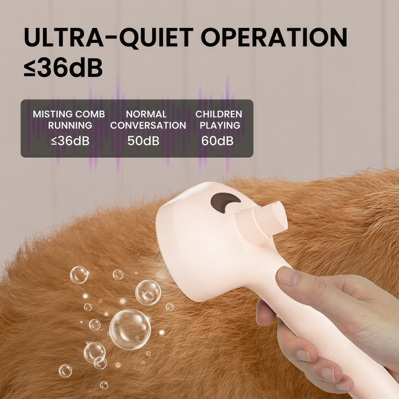3-in-1 Electric Pet Steaming Brush with Spray, Self-Cleaning Grooming & Deshedding Comb for Cats and Dogs, USB Rechargeable
