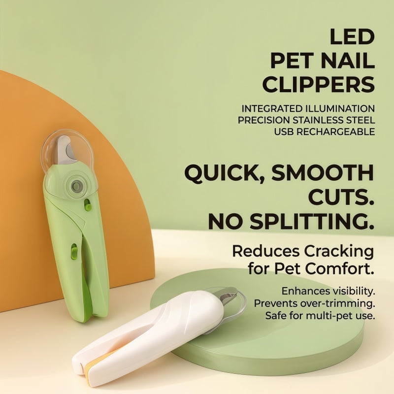 Professional Pet Nail Clipper with LED Light & Nail Catcher - Ergonomic Cat & Dog Grooming Trimmer