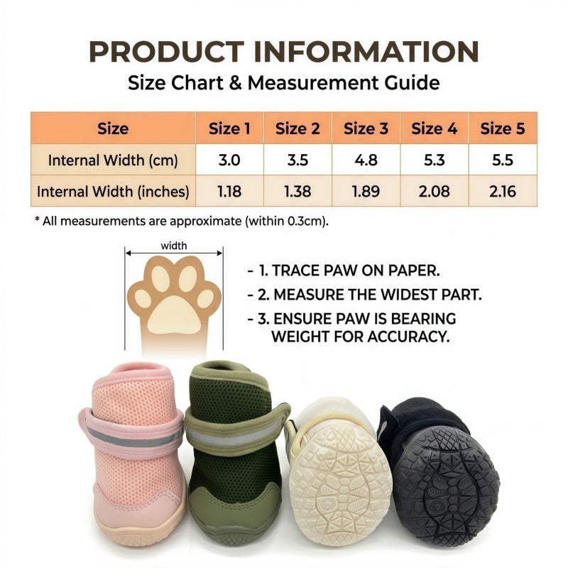 Reflective Dog Boots with Anti-Slip Sole & Breathable Mesh - All-Weather Paw Protection (Set of 4)