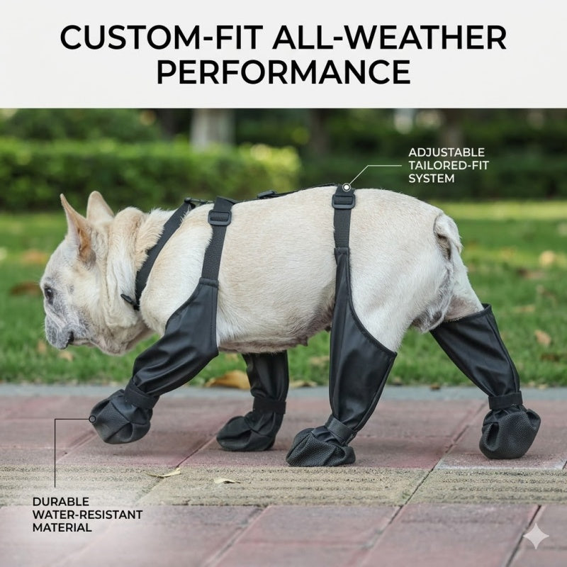 Adjustable Dog Suspender Boots - Water-Resistant Pet Leggings with Anti-Slip Paw Protection