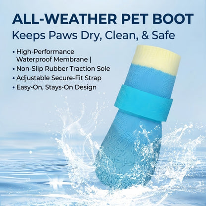 Waterproof Dog Boots, Anti-Slip Rubber Sole Paw Protectors with Adjustable Straps, 4-Pack