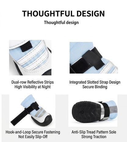 Breathable All-Weather Dog Boots with Anti-Slip Rubber Sole & Reflective Straps - All-Terrain Paw Protectors