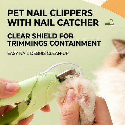 Professional Pet Nail Clipper with LED Light & Nail Catcher - Ergonomic Cat & Dog Grooming Trimmer