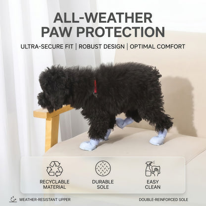 Waterproof Silicone Dog Boots, Non-Slip Pet Paw Protectors with Adjustable Straps for All-Weather