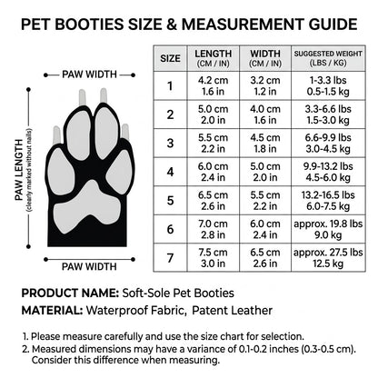 Water-Resistant Soft-Sole Dog Boots with Anti-Slip Sole and Reflective Straps