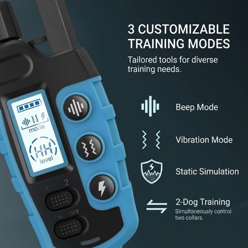 Rechargeable Dog Training Collar with Remote - 600M (2000FT) Range, IP67 Waterproof, 3 Training Modes (Beep, Vibration, Static), Fits 8-150 lbs Dogs