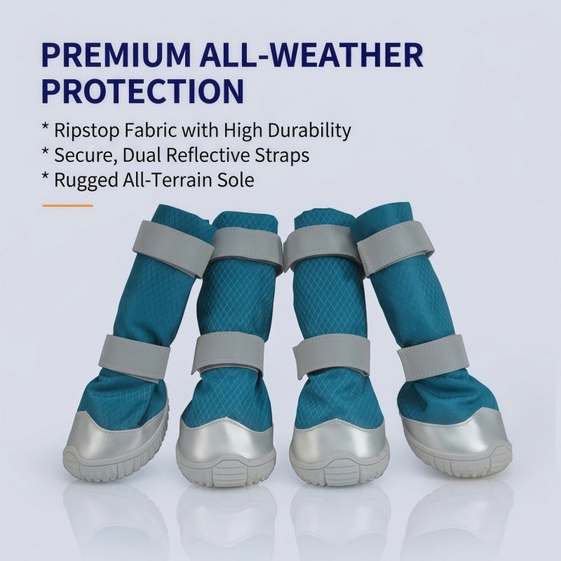 All-Weather Tall Dog Boots | Water-Resistant Anti-Slip Paw Protectors with Reflective Straps