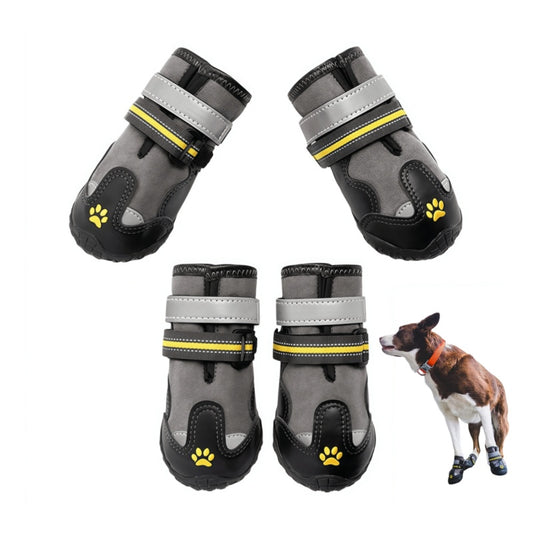 Water-Repellent Dog Boots with Anti-Slip Sole & Reflective Straps, Winter Fleece Lined Paw Protectors