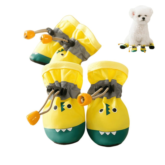 Anti-Slip Dog Boots with Adjustable Drawstring, Soft Sole Crocodile Pet Shoes - 4 Pack