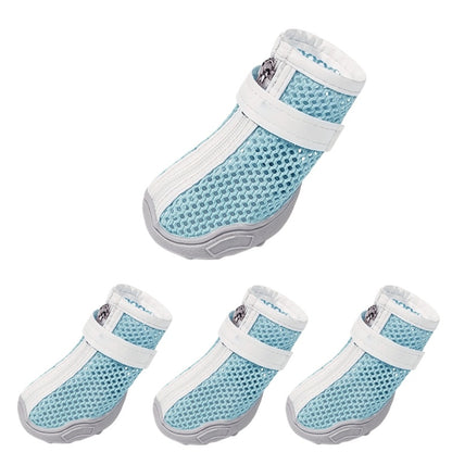 Breathable Mesh Dog Boots with Anti-Slip Sole and Adjustable Straps for Paw Protection