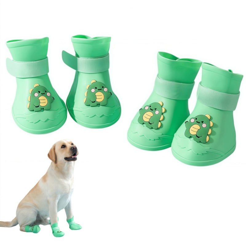 Waterproof Dog Rain Boots - Anti-Slip Silicone Paw Protectors with Adjustable Straps