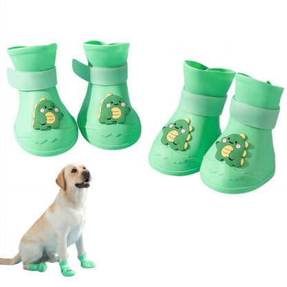 Waterproof Dog Rain Boots - Anti-Slip Silicone Paw Protectors with Adjustable Straps