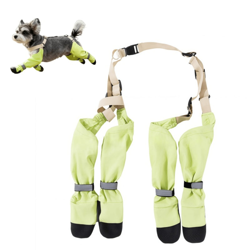 All-Terrain Dog Suspender Boots with Integrated Harness System - Waterproof, Anti-Slip Paw Protection