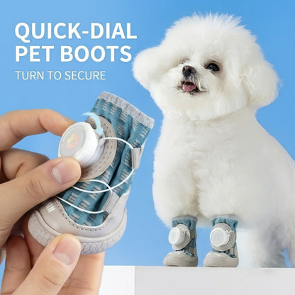 Adjustable Breathable Mesh Dog Boots with Quick-Dial Lacing and Anti-Slip Sole