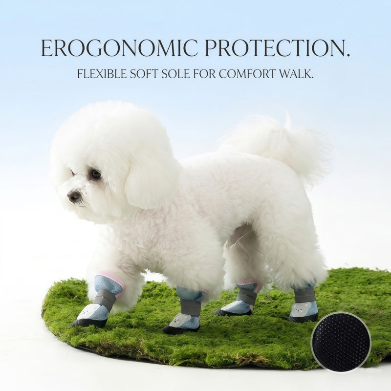 Breathable Mesh Dog Boots with Reflective Straps & Non-Slip Sole - Adjustable Pet Paw Protectors