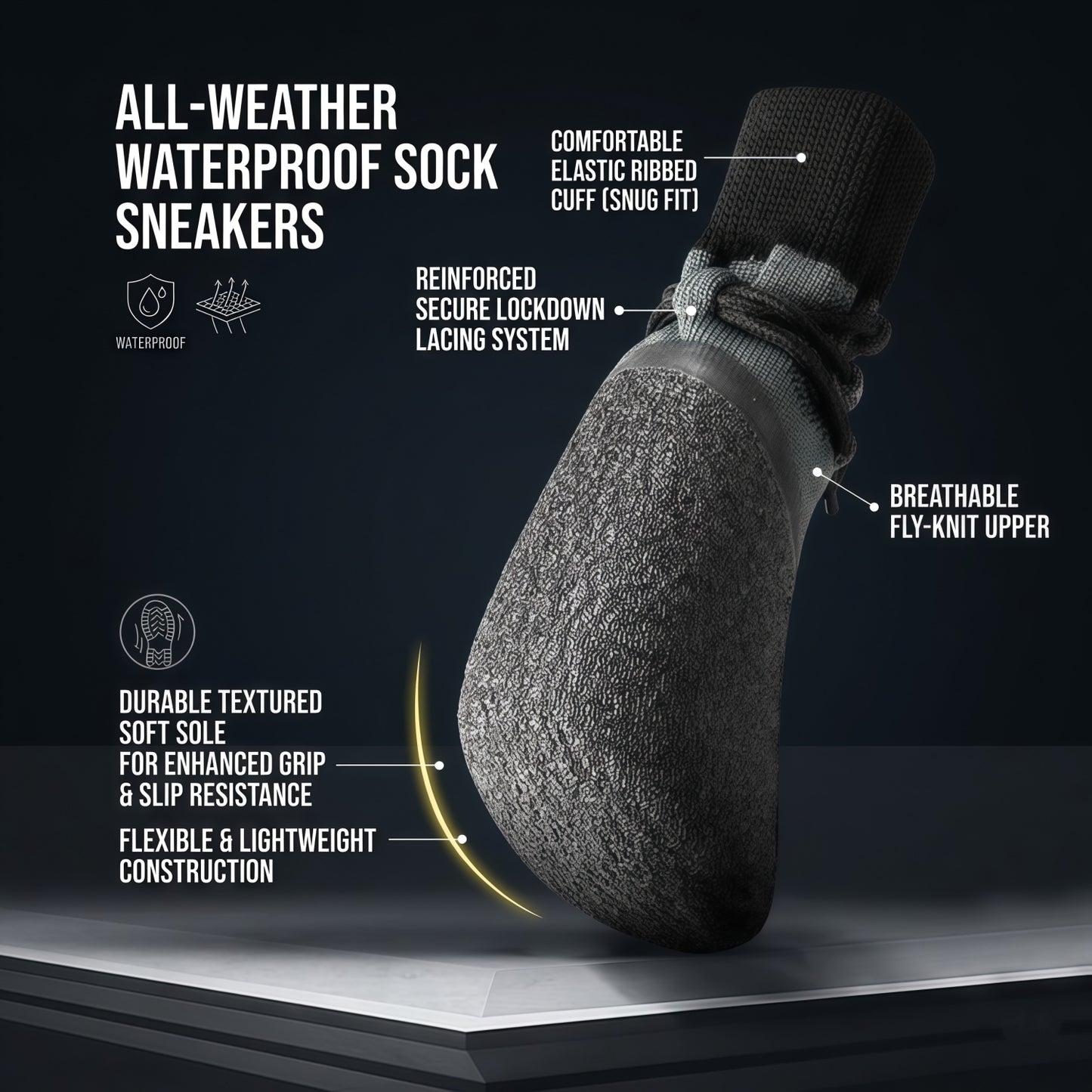 Water-Resistant Outdoor Knit Dog Boots with Non-Slip Sole & Adjustable Fastening