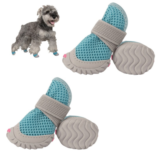 Breathable Mesh Dog Shoes with Non-Slip Rubber Sole, Adjustable Paw Protectors