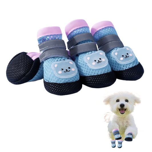 Breathable Mesh Dog Boots with Reflective Straps & Non-Slip Sole - Adjustable Pet Paw Protectors