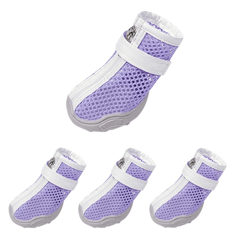 Breathable Mesh Dog Boots with Anti-Slip Sole and Adjustable Straps for Paw Protection