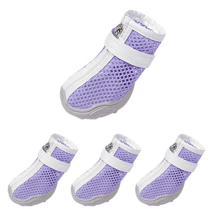 Breathable Mesh Dog Boots with Anti-Slip Sole and Adjustable Straps for Paw Protection