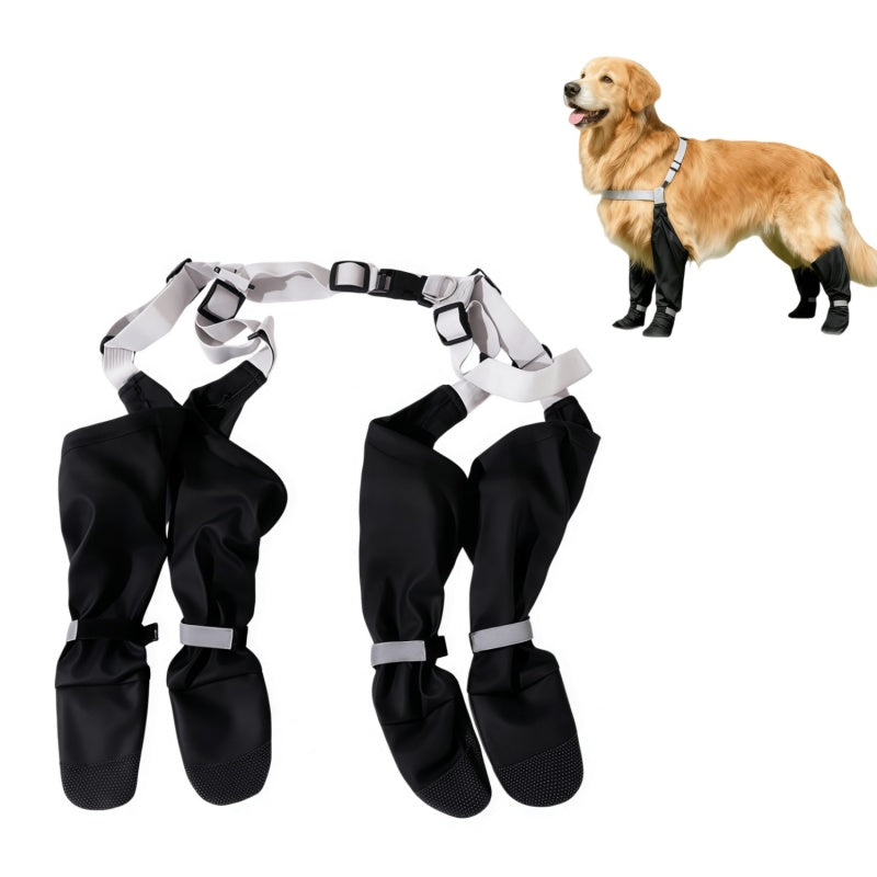 All-Terrain Dog Suspender Boots with Integrated Harness System - Waterproof, Anti-Slip Paw Protection
