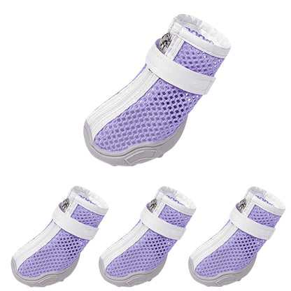 Breathable Mesh Dog Boots with Anti-Slip Sole and Adjustable Straps for Paw Protection