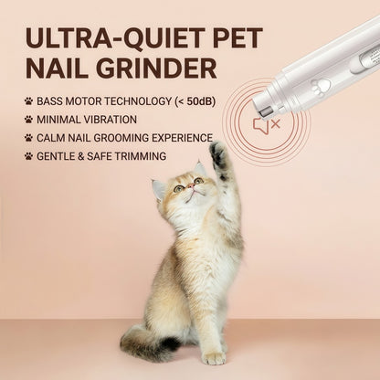 Quiet Electric Pet Nail Grinder for Dogs and Cats - 2 Speed Rechargeable Trimmer