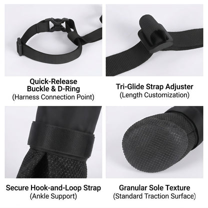 Adjustable Dog Suspender Boots with Anti-Slip Sole - Water-Resistant Pet Leggings