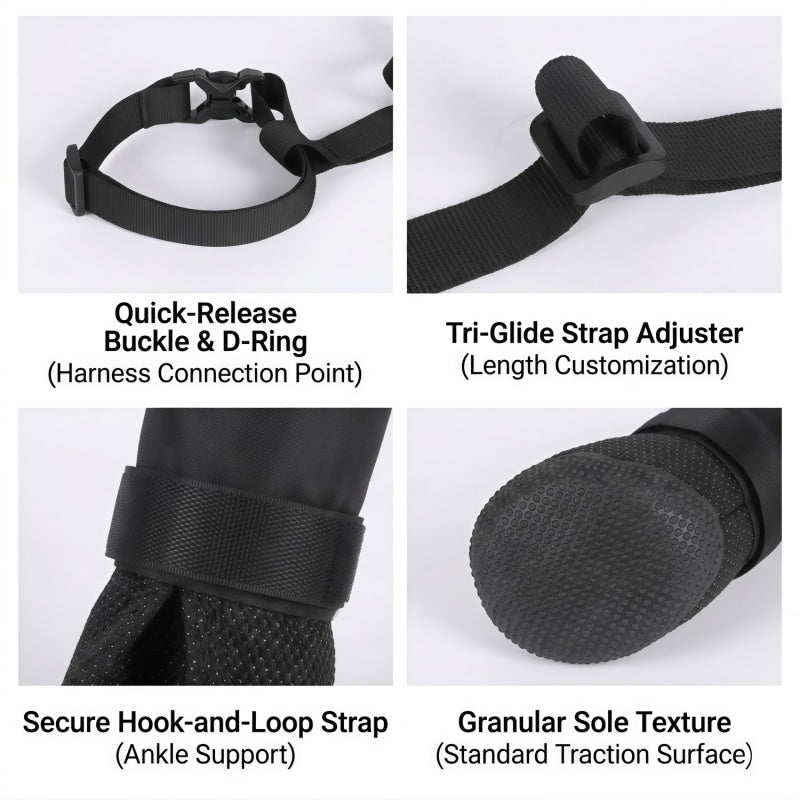 Adjustable Dog Suspender Boots with Anti-Slip Sole - Water-Resistant Pet Leggings