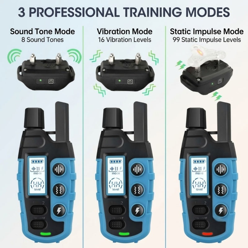 Rechargeable Dog Training Collar with Remote - 600M (2000FT) Range, IP67 Waterproof, 3 Training Modes (Beep, Vibration, Static), Fits 8-150 lbs Dogs