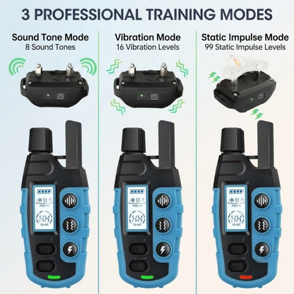 Rechargeable Dog Training Collar with Remote - 600M (2000FT) Range, IP67 Waterproof, 3 Training Modes (Beep, Vibration, Static), Fits 8-150 lbs Dogs