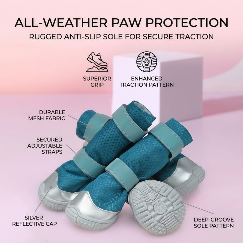 All-Weather Tall Dog Boots | Water-Resistant Anti-Slip Paw Protectors with Reflective Straps