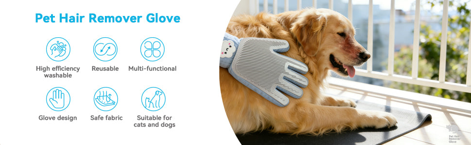 Pet Grooming Glove for Cats and Dogs - Breathable Mesh Deshedding Mitt with Soft Silicone Bristles for Gentle Hair Removal & Furniture Cleaning