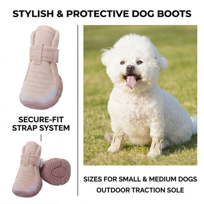 Breathable Knit Mesh Dog Boots with Anti-Slip Rubber Sole and Reflective Straps
