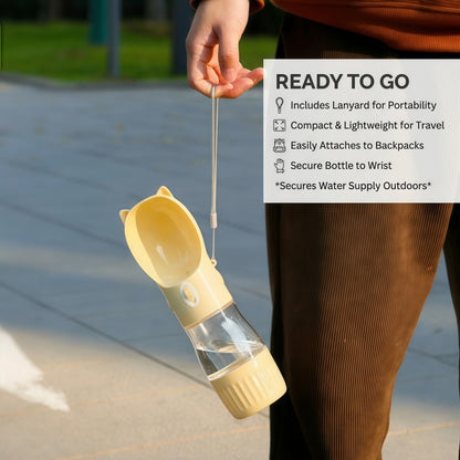 2-in-1 Portable Dog Water Bottle & Food Dispenser - Leak-Proof Travel Drinker with Lanyard for Outdoor Walking & Hiking