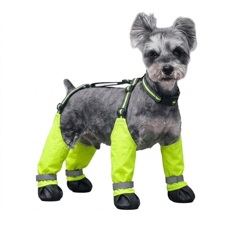Adjustable Stay-On Dog Suspender Boots - Protective Leggings with Non-Slip Soles & Reflective Straps