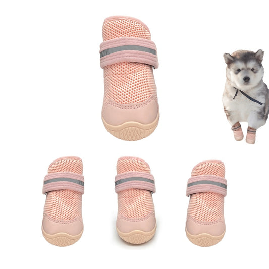 Reflective Dog Boots with Anti-Slip Sole & Breathable Mesh - All-Weather Paw Protection (Set of 4)